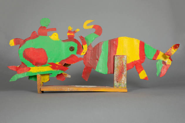 David Butler,  “Untitled (“Elephant Chasing Cow”)”, Louisiana, Patterson, c. 1975–1980, Enamel …