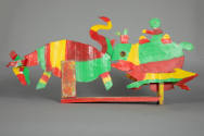 David Butler,  “Untitled (“Elephant Chasing Cow”)”, Louisiana, Patterson, c. 1975–1980, Enamel …