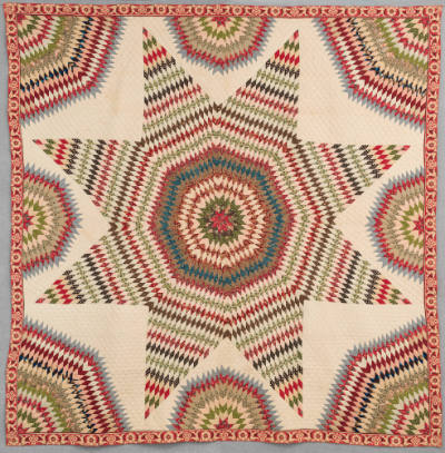 Elizabeth E. Moseman, “Star of Bethlehem Quilt”, Port Chester, New York, c. 1850, Pieced cotton…