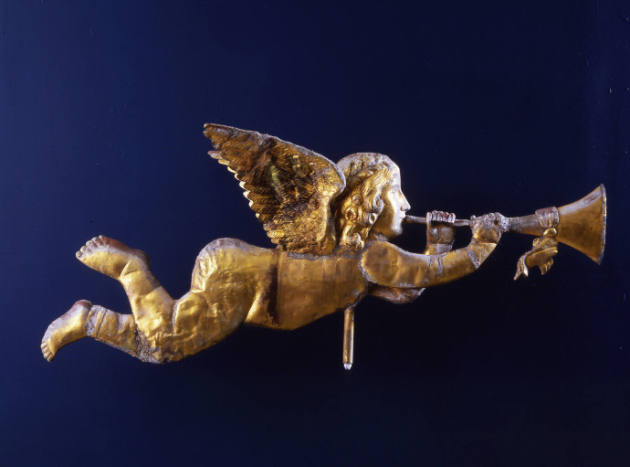 Artist unidentified, “Archangel Gabriel Weathervane,” Eastern United States, 1883, Gilded metal…