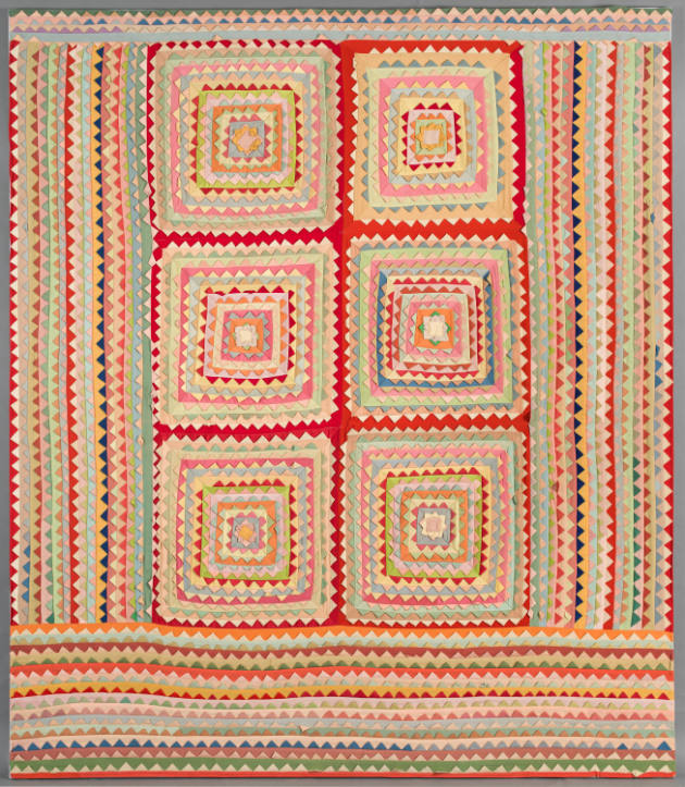 Artist unidentified, “Prairie Point Quilt”, Middletown, NY, 1930 - 1940, Rayon, synthetics, 90 …