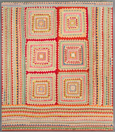 Artist unidentified, “Prairie Point Quilt”, Middletown, NY, 1930 - 1940, Rayon, synthetics, 90 …