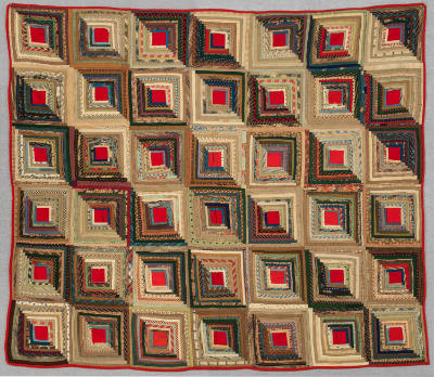 Sarah or Sally Jackson (1817–date unknown), “Log Cabin Quilt”, United States, c. 1870, Wool, Co…
