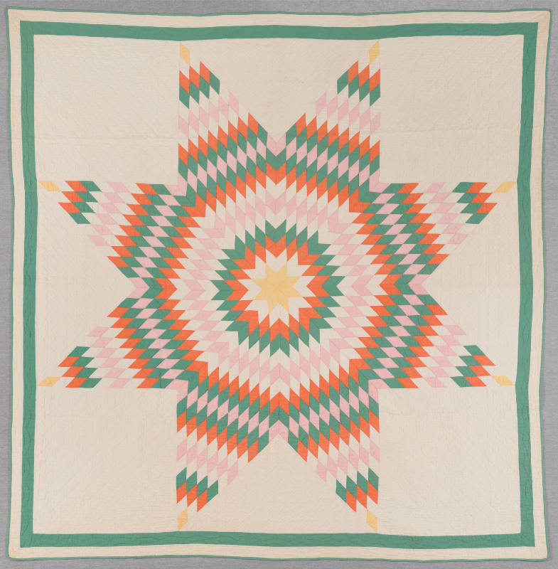 Artist unidentified, “Lone Star Quilt”, United States, c. 1930, Wool, Cotton, 79 x 79 in., Coll…