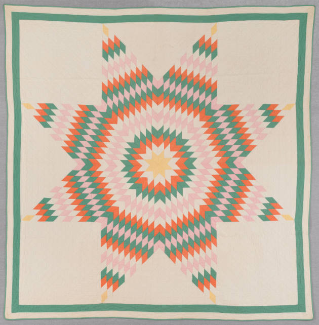 Artist unidentified, “Lone Star Quilt”, United States, c. 1930, Wool, Cotton, 79 x 79 in., Coll…