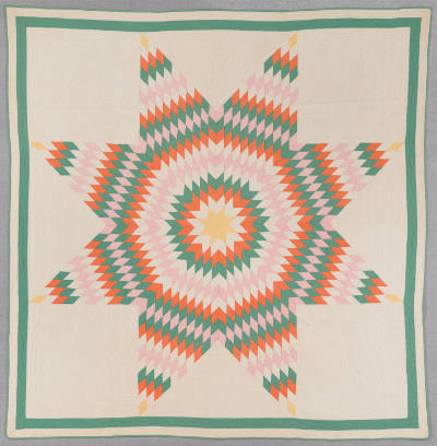 Artist unidentified, “Lone Star Quilt”, United States, c. 1930, Wool, Cotton, 79 x 79 in., Coll…