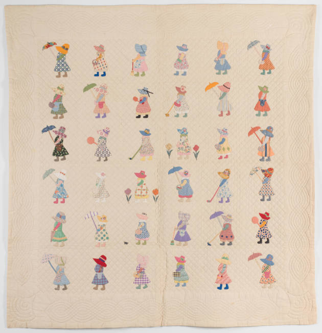 Artist unidentified, “Sunbonnet Sue Quilt”, United States, c. 1940, Cotton, 76 x 76 in., Collec…