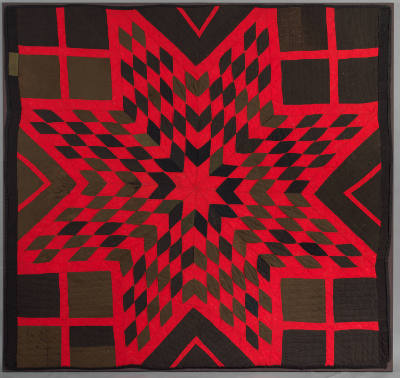 Artist unidentified, “Star Quilt”, New England, possibly Maine, c. 1860, Wool with linsey-wools…