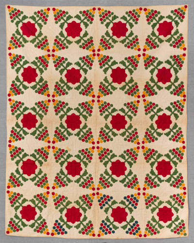 Unidentified member of the Hilton family, “Blossom and Cherry Applique Quilt”, United States, 1…