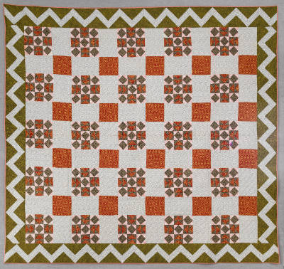 Artist unidentified, “Calico with Zig Zag Border Quilt”,  Possibly Pennsylvania,  c. 1900, Cott…