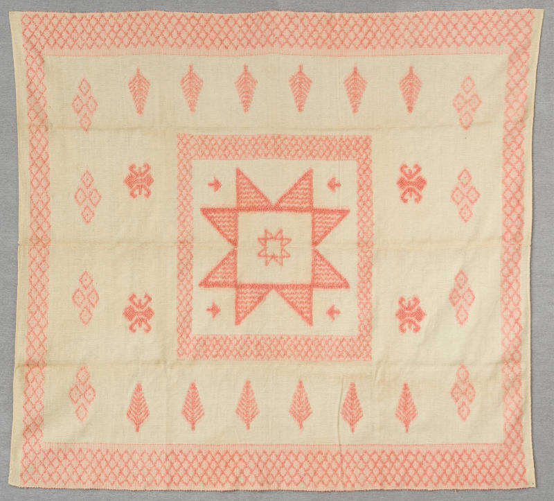 Artist unidentified, “Coverlet: Star”, Quebec, Canada, 1890 - 1920, Wool Homespun, 71 x 66 in.,…