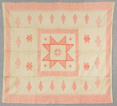 Artist unidentified, “Coverlet: Star”, Quebec, Canada, 1890 - 1920, Wool Homespun, 71 x 66 in.,…