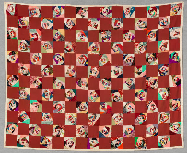 Artist unidentified,  “Vortex Quilt”, Found in Pennsylvania, 1940 - 1950, Antique Japanese fabr…