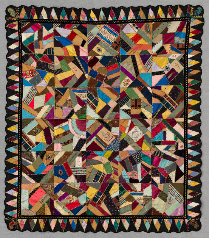 Artist unidentified,  “Crazy Quilt”, United States, 1880–1900, Silks brocades, and velvets, wit…