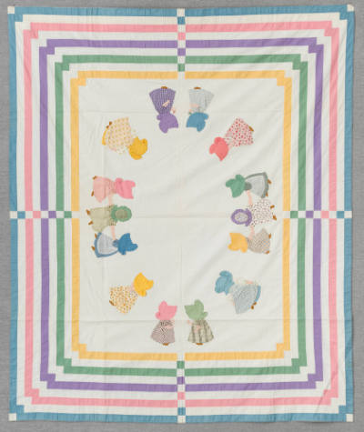 Theodora Merrill Bratten Rackle (1880–1971),  “Sunbonnet Babies Crib Quilt”, United States, c. …