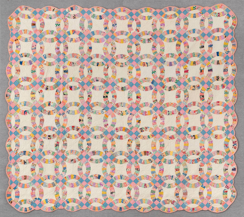 Elizabeth Schumacher Leece, “Double Wedding Ring Quilt”, Kansas City, MO, 1930 - 1945, Cotton, …