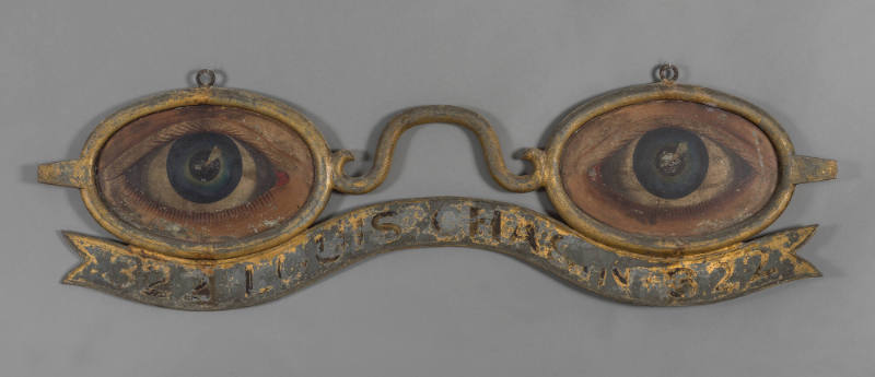 Artist unidentified, “Optician Sign”, Possibly Pennsylvania, 1900, Gilded and painted cast zinc…