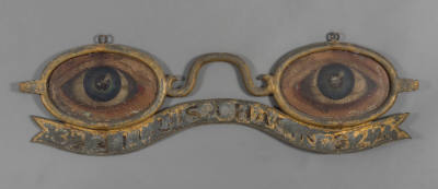 Artist unidentified, “Optician Sign”, Possibly Pennsylvania, 1900, Gilded and painted cast zinc…