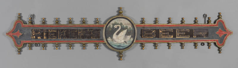 Artist unidentified, “Trade Sign: Rieker's Beer with Swan Medallion”, Lancaster, Pennsylvania, …