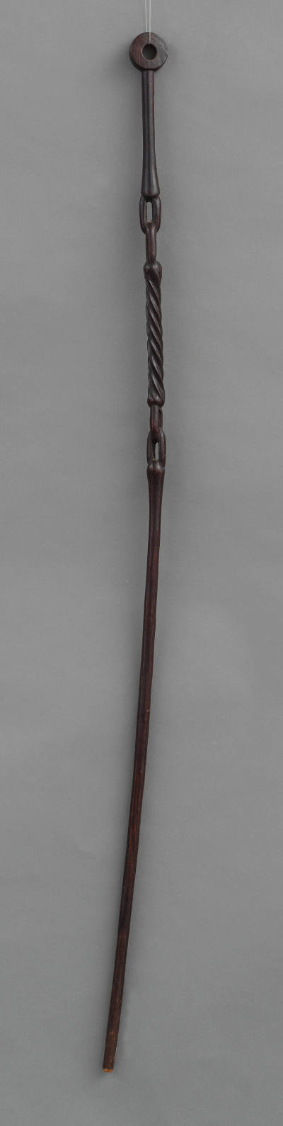 Artist unidentified, “Carved Stick with Two Whimsy Knots”, United States, n.d., Carved Dark Har…