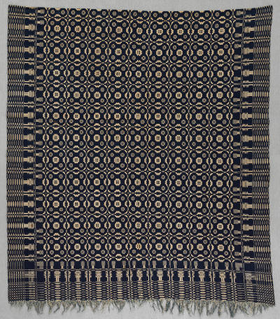 Artist unidentified, “Double Weave Coverlet: Geometric Motifs”, New York State, 1840, Wool, cot…