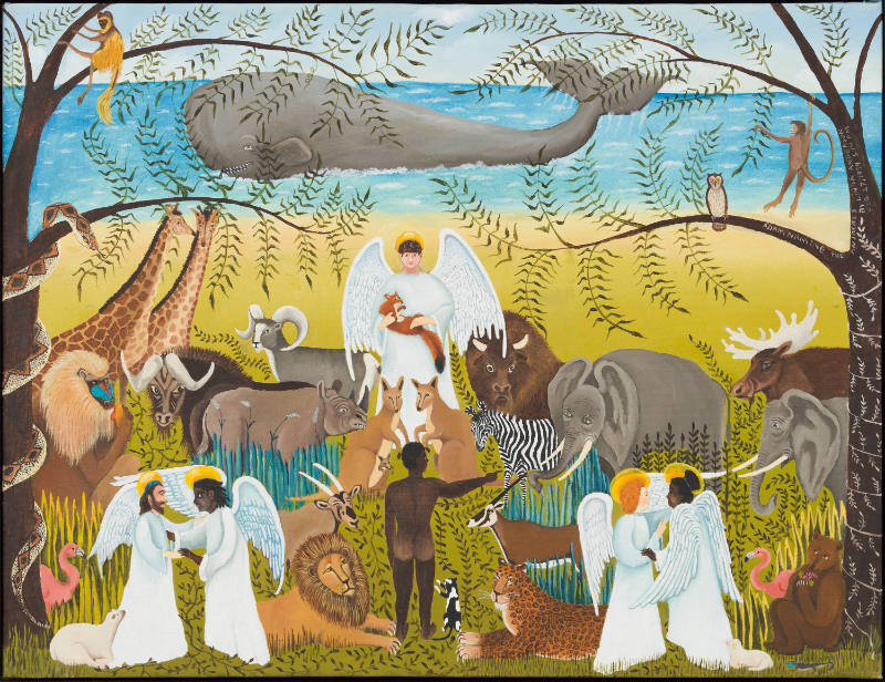 Linda Anderson, “Adam Naming the Animals”, Clarkesvile, Georgia, n.d., Oil on linen canvas, 18 …