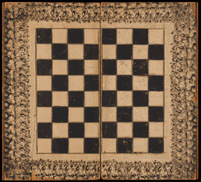 Artist unidentified, “Checkerboard”, Clarkesvile, Georgia, n.d., Painted paper on wood, 12 7/8 …