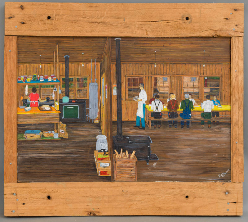 Bob Carter, “Dining Scene”, Oroville, California, 1975, Acrylic on Masonite, 23 11/16 × 26 3/4 …