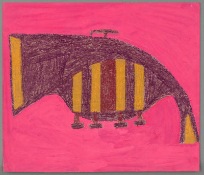 Eddie Arning, “Untitled (Horn)”, Austin, Texas, 1965 - 1999, Crayon and Craypas on paper with a…