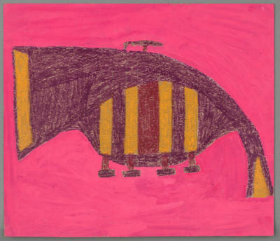 Eddie Arning, “Untitled (Horn)”, Austin, Texas, 1965 - 1999, Crayon and Craypas on paper with a…