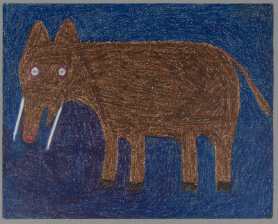 Eddie Arning, “Untitled (Elephant)”, Austin, Texas, 1965 - 1999, Crayon and Craypas on paper, 1…