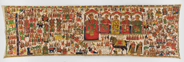 Artist unidentified, “Pabuji painted cloth”, Rajasthan, India, 1950 - 1970, Opaque water-based …