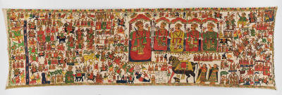 Artist unidentified, “Pabuji painted cloth”, Rajasthan, India, 1950 - 1970, Opaque water-based …