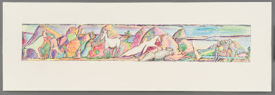 Louis Monza, “Panorama del Passato”, New York, 1966, Crayon and ink on paper, 5 × 31 in., Colle…