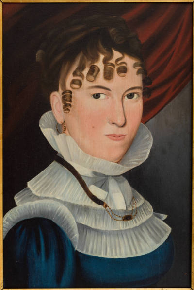 Artist unidentified, “Portrait of a woman”, New England, New York City, or New Jersey, c. 1817,…