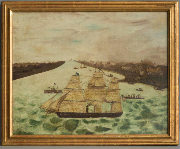 Artist unidentified, “Seascape with Military Encampment”, United States, 1865, Oil on canvas, 1…