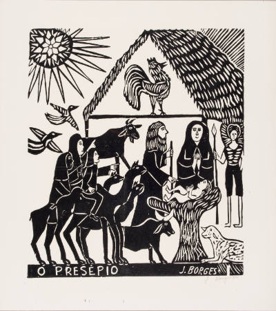 J. Borges, “O Presepio”, Bezerros, Pernambuco, Brazil, 1989, Woodblock print on paper, 22 × 19 …