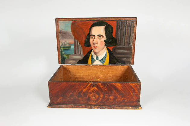 Artist unidentified, “Bible Box with Interior Portrait”, Northeastern United States, c. 1840–18…