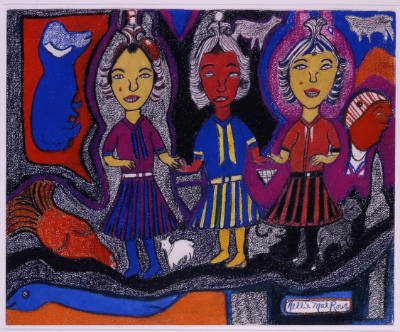 Untitled (Three Sisters)
Nellie Mae Rowe (1900-1982)
Vinings, Georgia
1980
Crayon on paper
…