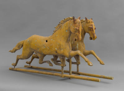 Artist unidentified, “Pair of Horses”, Pennsylvania, early 20th Century, Copper, 19 × 40 × 11 i…