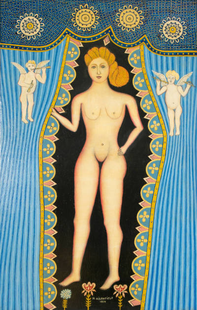 Morris Hirshfield, “Nude with Cupids”, New York City, 1942, Oil on canvas, 50 1/4 x 32 1/4 in.,…