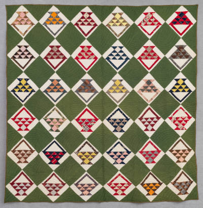 Avis Day Walker, “Baskets Quilt”, Vicinity of Oak Ridge, Missouri, 1890 - 1900, Cotton; Cotton …