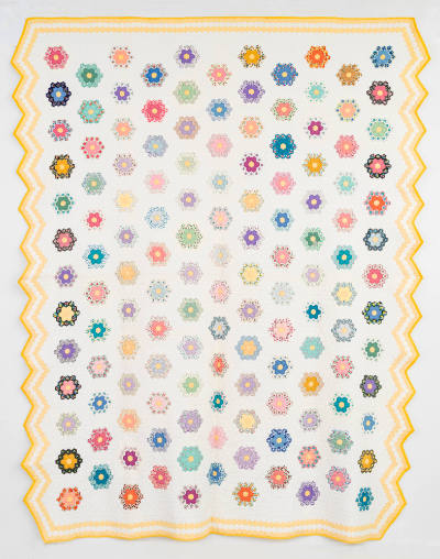 Theodora Merrill Bratten Rackle (1880–1971), “Flower Garden Quilt,” " United States, c. 1940, C…