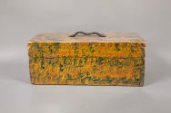 Artist unidentified, “Box”, United States, 1820 - 1840, Painted wood, leather handle, 6 × 16 × …