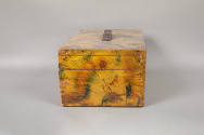 Artist unidentified, “Box”, United States, 1820 - 1840, Painted wood, leather handle, 6 × 16 × …