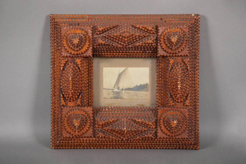 Thomas Walsh Houlroyd, “Tramp Art Frame”, New Brunswick, New Jersey, 1900, Chip carved wood fro…