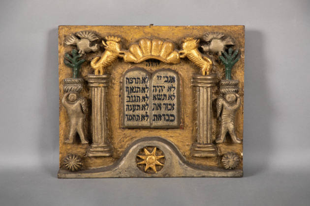 Artist unidentified, “Ten Commandments”, United States, 20th century, Painted wood, 11 1/4 x 13…