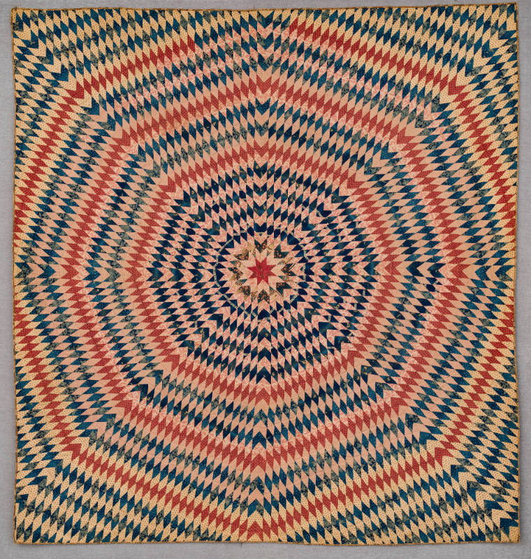 Artist unidentified, “Sunburst Quilt”,  Possibly Massachusetts, Mid-19th century, Pieced cotton…