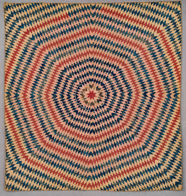 Artist unidentified, “Sunburst Quilt”,  Possibly Massachusetts, Mid-19th century, Pieced cotton…