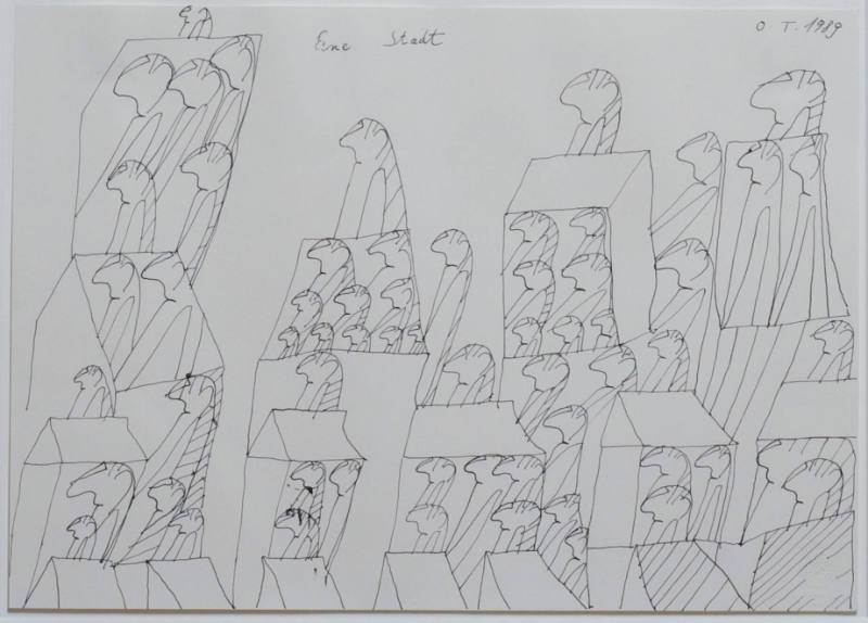 Oswald Tschirtner, (1920–2007), “Eine Stadt (A Town),” Gugging, Austria, 1989, Ink on paper, 12…